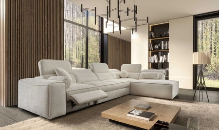 Ecksofa mit Schlaffunktion Viano XI Lux creme rechts Design-Ecksofa mit ausziehbarem Fußteil und Bettzeugstaufach