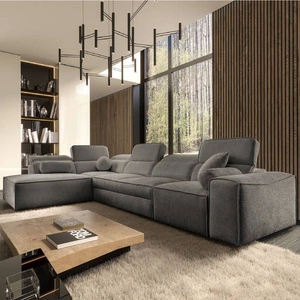 Ecksofa mit Schlaffunktion Viano XI grau linksdrehend modisches und stilvolles Ecksofa mit verstellbaren Kopfstützen Zierkissen