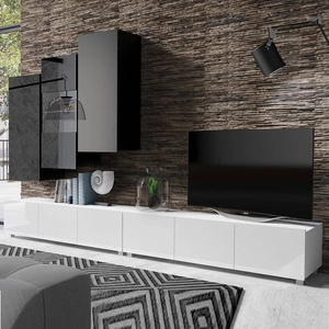 Hängeelement Apulia XVII weiß glänzend/schwarz glänzend Außergewöhnlich stilvolles Hängeelement mit schlichten Möbelstücken, das sich in jede Einrichtung einfügt