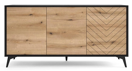 Kommode Gusto 154 cm Schwarz / Eiche Evoke Funktionales und ideales Möbelstück für moderne klassische und skandinavische Innenräume