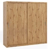 Rico Schiebeschrank 220 cm Eiche artisan geräumiger Kleiderschrank für Schlafzimmer Garderobe oder Flur klassische Form mit geometrischen Formen