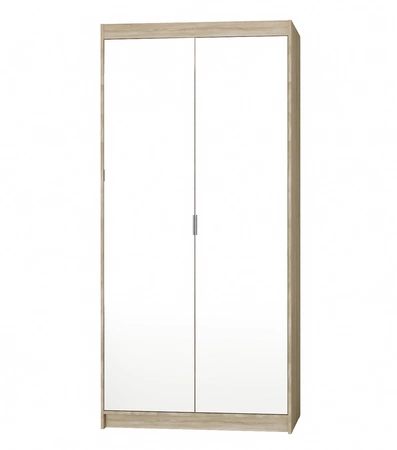 Rene Kleiderschrank 90 cm Eiche sonoma Licht stilvolles Design einfache Form Kleiderschrank mit Spiegel für Schlafzimmer oder Flur ABS beendet Kanten