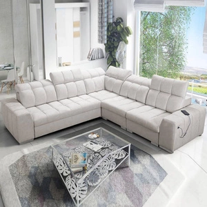 Ecksofa mit Schlaffunktion Luigi III hellbeige rechts bequemes Ecksofa für das Wohnzimmer perfekt für die tägliche Entspannung