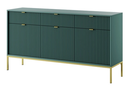 Kommode mit Schubladen Lovro 154 cm pastellgrün modernes Design wird Liebhaber ausdrucksstarker Innenräume begeistern goldenes Metallzubehör