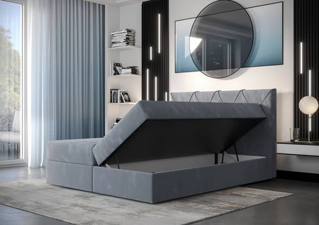 Boxspringbett Arvada 140x200 graphit Bett im modernen skandinavischen Stil mit gepolstertem Kopfteil