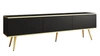 TV-Schrank Luxury 175 cm schwarzer eleganter Designkorpus mit goldener Zierleiste Schrank auf goldenen Metallbeinen