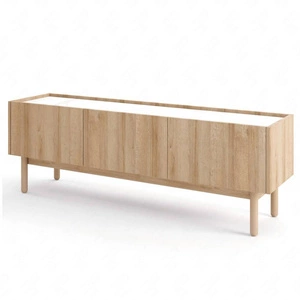 TV-Schrank Boho 144 cm Eiche Riviera / Marmorbianco Außergewöhnliches Design dekorative Marmorböden universelle Farbkombination