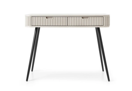 Zoya beige Konsole mit Schubladen stilvolle und funktionale Schminktisch geschwungene massive Form geriffelte Schubladenfronten Metallbeine