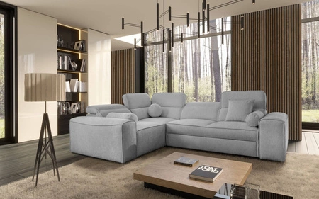Ecksofa mit Schlaffunktion Viano II hellgrau links Designer Schlafsofa das sich in moderne Einrichtungen einfügt