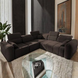 Ecksofa mit Schlaffunktion Cetara III braun links Ergonomisches Ecksofa mit verschiebbarer Rückenlehne und verstellbaren Kopfstützen