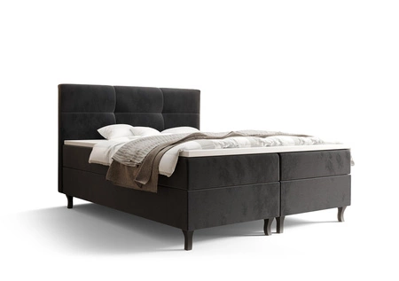 Boxspringbett Melba 140x200 graphit Bett im modernen skandinavischen Stil mit markantem Kopfteil