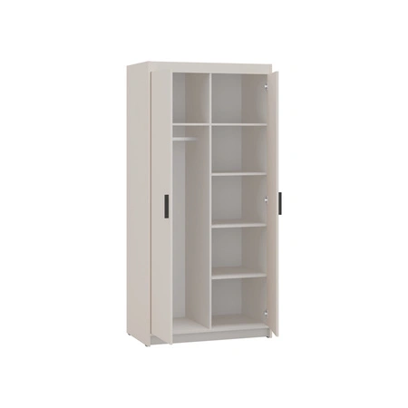 Kleiderschrank Rene 90 cm beige sand modernes Design perfekte Garderobe für Schlafzimmer Kleiderschrank oder Flur stilvolle schwarze Griffe