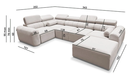 Ecksofa mit Schlaffunktion Cantare IV elfenbein rechts Sorgfältig verarbeitetes Ecksofa für das Wohnzimmer bietet Komfort und Bequemlichkeit