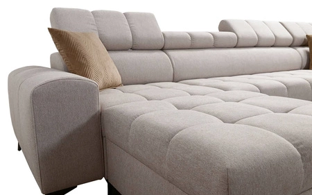 Ecksofa mit Schlaffunktion Bolmso blau linkes Ecksofa mit zwei Bettkästen praktische Schublade in der Seite des Möbels