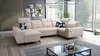 Buffalo IV Ecksofa mit Schlaffunktion beige links stilvolles Ecksofa mit zwei Bettkästen Velourstoff