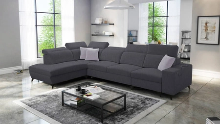 Ecksofa mit Schlaffunktion Kelly Sleek XI graphit linke Seite stilvolles und bequemes Ecksofa aus strapazierfähigem Webstoff
