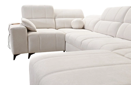 Ecksofa mit Schlaffunktion Penejos IV creme rechts stilvolles Ecksofa mit zwei Bettkästen strapazierfähiger Stoff