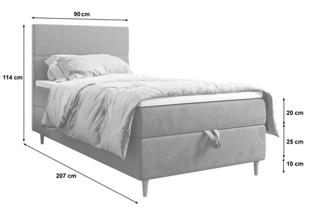 Boxspringbett Bing 90x200 schwarz im modernen skandinavischen Stil mit gepolstertem Kopfteil Bett mit Staukasten