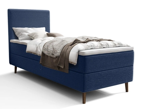 Boxspringbett Totti 80x200 blau stilvolles Bett mit Bettzeug Lagerung dreidimensionalen Stoff mit ausdrucksstarken Streifen