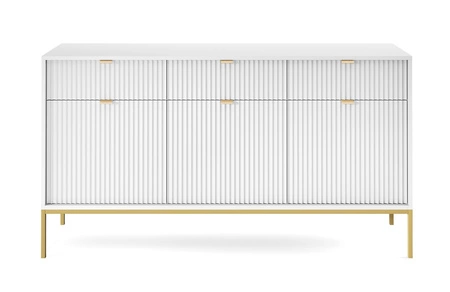 Möbel Set Lovro weiß modernes Design Schrankwand mit Gold Metall Zubehör Möbel für Wohnzimmer oder Wohnzimmer bereichert