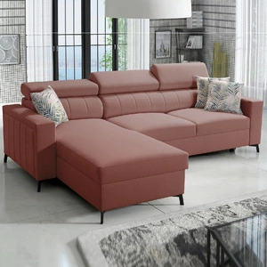 Ecksofa mit Schlaffunktion Savona Indian pink linksseitig komfortables und elegantes Ecksofa mit verstellbaren Kopfstützen Ziernaht