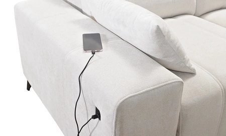 Ecksofa mit Schlaffunktion Penejos III Lux grau Esche rechts Ecksofa für Wohnzimmer mit ausziehbaren Fußstützen Stauraum für Bettzeug