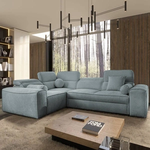 Ecksofa mit Schlaffunktion Viano II grau blau links Design Ecksofa das sich in moderne Wohnlandschaften einfügt