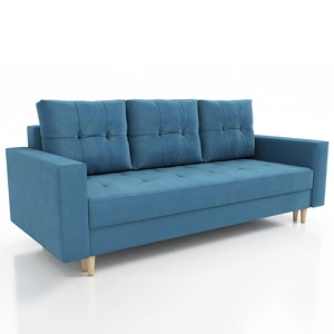 Sofa Vaso blau bequemes Sofa für Wohnzimmer skandinavischen Stil hölzerne hohe Beine Bettwäsche Container