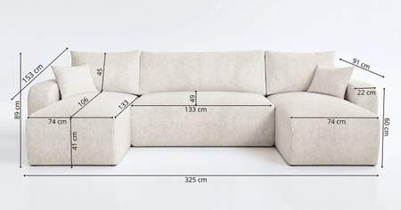 Ecksofa mit Schlaffunktion Fiesta U elfenbein Ecksofa mit interessanter Form strapazierfähiger Kordstoff Bettzeugbehälter