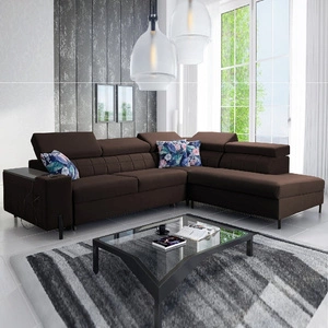 Ecksofa mit Schlaffunktion Belvi III braun rechte Seite komfortables und elegantes Ecksofa für das Wohnzimmer mit praktischem Stauraum an der Seite