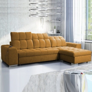 Ecksofa mit Schlaffunktion Luigi honey rechtes Ecksofa mit zwei Bettkästen Stoff mit einer interessanten Struktur