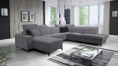 Ecksofa mit Schlaffunktion Kelly Sleek X grau linkes extrem elegantes Ecksofa für Wohnzimmer mit verstellbaren Kopfstützen