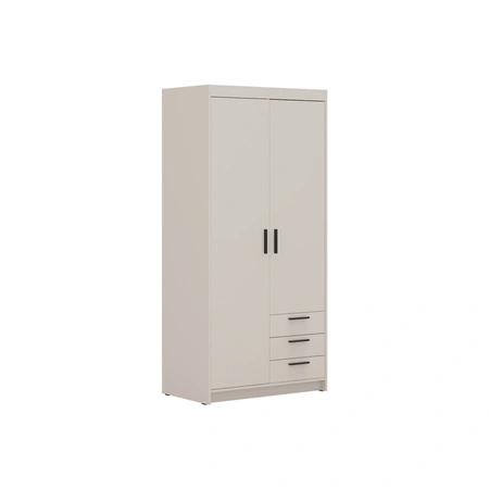 Kleiderschrank Rene 90 cm beige sand modernes Design ABS Einfassung idealer Kleiderschrank für Schlafzimmer oder Ankleidezimmer geräumige Schubladen