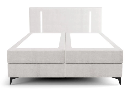 Boxspringbett Norco 160x200 grau Esche stilvolles Bett mit Stauraum Box Beleuchtung im Kopfteil fügt eine einzigartige Note