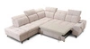 Ecksofa mit Schlaffunktion Buffalo IX beige linke Seite stilvolles Ecksofa für Zimmer aus Veloursstoff Zierkissen