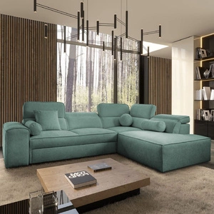 Ecksofa mit Schlaffunktion Viano VII patina rechte Ecke trendig und stilvoll mit verstellbaren Kopfstützen Zierkissen