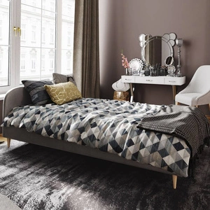 Ivrea 90x200 Polsterbett hellgrau mit modernem Kopfteil ideal für ein Jugendzimmer oder kleines Schlafzimmer