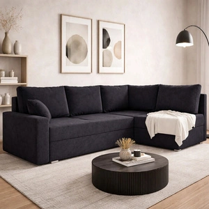 Ecksofa mit Schlaffunktion Nofi schwarz rechts Ecke modernes Design schlichtes und stilvolles Design passend zu jeder Einrichtung