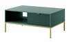 Couchtisch Lovro pastellgrün mit Schubladen modernes Design auslaufsichere Platte goldene Metallbeine