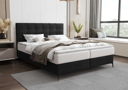 Boxspringbett Irvine 160x200 schwarz stilvolles Bett mit Bettzeugablage komfortables Kopfteil besticht durch sein elegantes Design