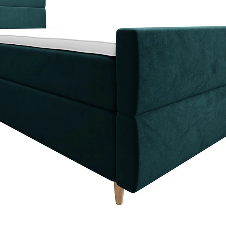 Boxspringbett Benet 120x200 türkis im modernen skandinavischen Stil mit gepolstertem Kopf- und Fußteil Bett mit Staukasten