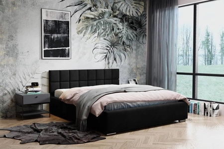 Polsterbett Nessa 180x200 schwarz stilvolles Bett mit Bettzeugablage komfortables Kopfteil begeistert durch sein elegantes Design