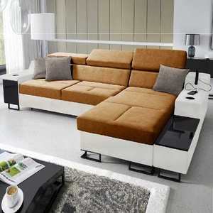Ecksofa mit Schlaffunktion Alcamo honig/weiß rechts elegantes und stilvolles Ecksofa mit einer ausziehbaren praktischen Schublade an der Seite des Möbels