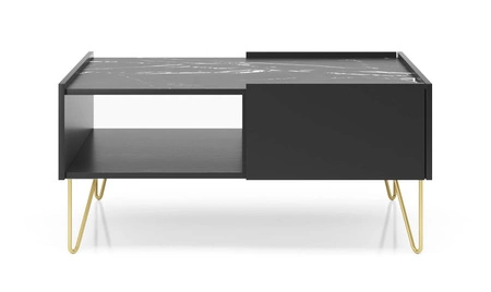 Couchtisch Madisonum Schwarzer Graphit / Schwarzer Königs-Marmor Mit Schubladen Tischplatte beständig gegen verschüttete Flüssigkeiten modernistisches Design dekorativer Marmoroberfläche