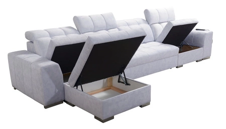 Ecksofa mit Schlaffunktion Luigi XII grau aschgrau linke Ein stilvolles Ecksofa für das Wohnzimmer in einer minimalistischen und eleganten Ausführung