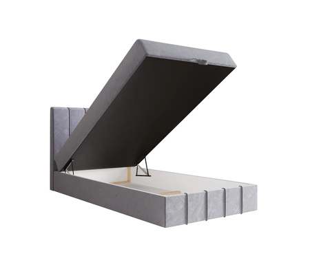 Boxspringbett Casey 90x200 blau Bett im modernen skandinavischen Stil mit gepolstertem Kopfteil Bett mit Staukasten