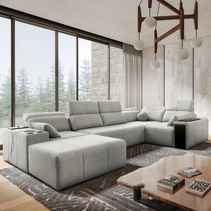 Ecksofa mit Schlaffunktion Tesalia IV grau Esche links komfortables Ecksofa für das Wohnzimmer mit innovativer Schiebefunktion der Rückenlehne