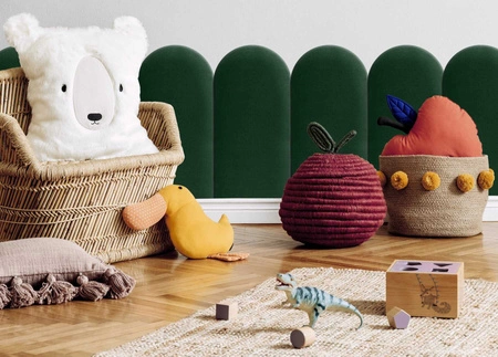 Wally gepolstertes Paneel 30x100 cm Flasche grün stilvolles Wandpaneel Zaun Veloursstoff modisches Finish für jede Einrichtung