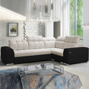 Ecksofa mit Schlaffunktion Luigi II beige/schwarz rechtes Ecksofa mit Bettkasten für den täglichen Liegekomfort
