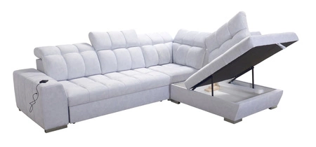 Ecksofa mit Schlaffunktion Luigi VII Honig rechts bequemes klappbares Ecksofa in einer modernen Form